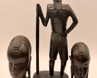 (3) Wooden African Figurines