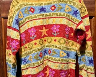 100% Cotton Hand Loomed Peruvian Planet Earth Sweater Size Small
