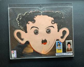 Charle Chaplin cardboard mask and stamps