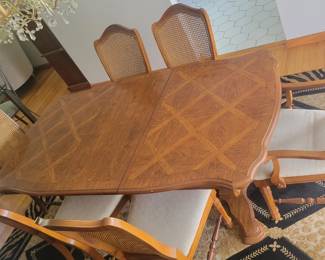 Dining room table set including matching hutch and curio