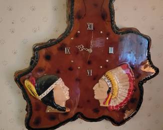 live edge wood cut out clock native american