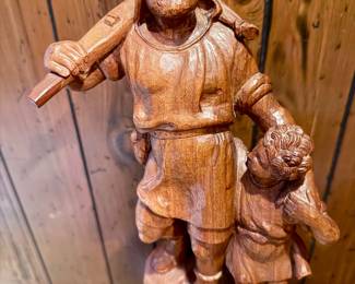Carved wooden William Tell and Son