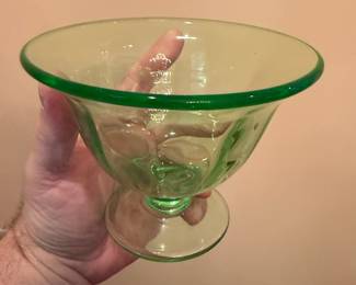 Green uranium glass bowl