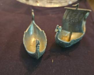 Norwegian pewter Viking ship salt cellar