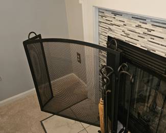 Iron Fireplace screen and Tools