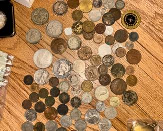 Small selection of US and foreign coins...silver, etc