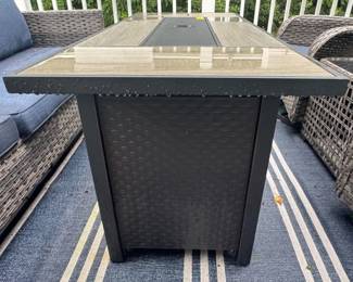 Metal and tile gas fire table