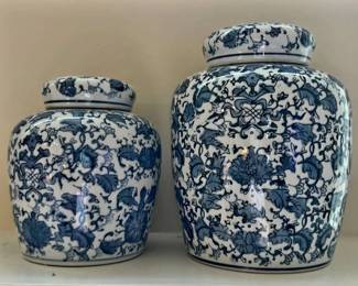Blue and white ginger jars