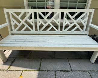 White wooden garden bench