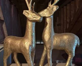 Pair of paper mache deer