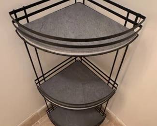 Three tier metal corner shelf