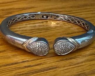 Hinged bangle bracelet marked 14k and 925