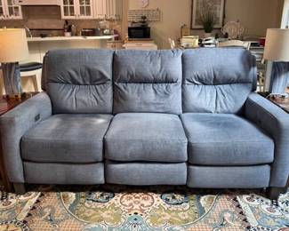 Leggett and Platt reclining sofa, pair of end tables and lamps
