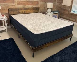 Queen platform bed and like-new Rosemead queen mattress and box spring