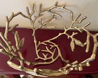 Gold-tone twig and leaf design bowl