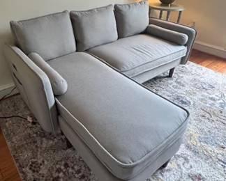 L=shaped sofa with USB ports