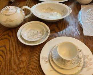 Japanese Kutani China, 8 place settings and serving pieces