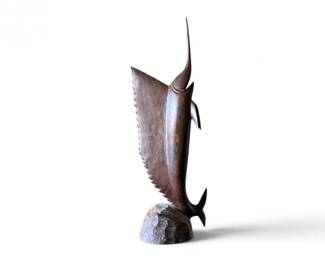 254 HandCarvedSolidWoodSwordfishSculpture