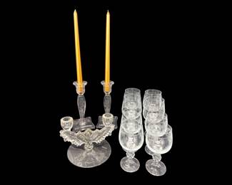 21 BohemiaCrystalEtchedGobletsAssortedCandlesticks