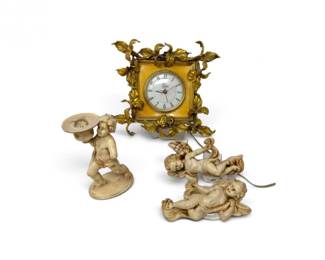 43 VintageGlobeElectricMantelClockwDecorativeCherubFigures
