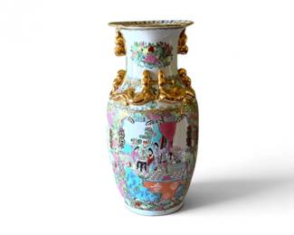 84 LargeChineseHandPaintedPorcelainFiguralVase18Chaozhou