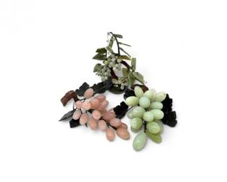 120 JadeStoneGrapeClustersFruitTreeinMarblePot