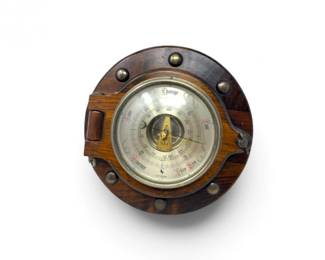 45 VintageCarringtonShortlandBowesAneroidBarometerGlassWoodCase