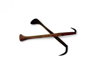 165 PairofVintageWoodIronFishingGaffHooksMarked