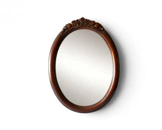 48 SolidWoodOvalWallMirrorwCarvedFloralFruitCrest