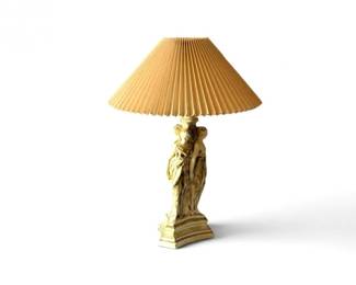 78 ClassicalThreeGracesFiguralPlasterTableLampwPleatedShade