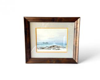 246 OriginalWatercolorFishingTrawlerbyVasanSignedwCOA