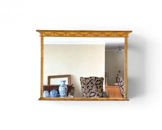 248 VintageGoldGiltWoodWallMirrorwOrnateGarlandDetails