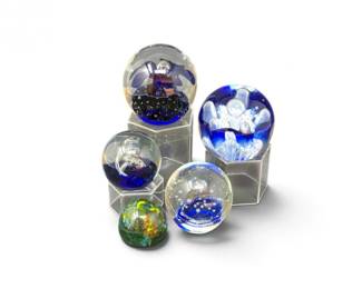 98 5ArtGlassPaperweightsHandBlownFloralBubbleDesigns