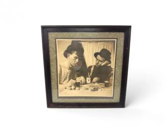17 AntiqueFramedGamblingWhiskeyPhotograph