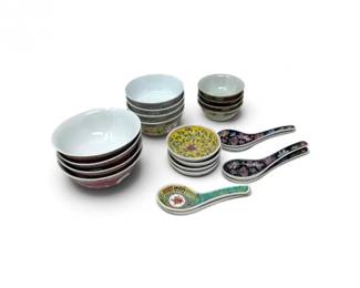 103 AssortedCollectionChinesePorcelainBowlsSpoons