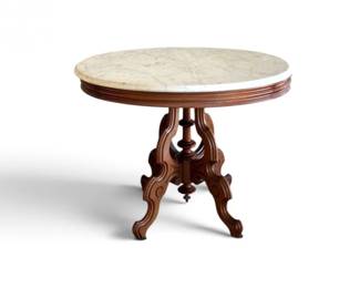 16 VictorianStyleSolidOvalMarbleTopWoodParlorTable