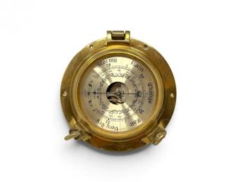 224 VintageRoundBrassAneroidBarometer