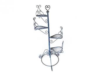 137 VintageMetalSpiralStaircaseTieredPlantStand51H