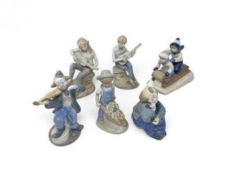27 6PorcelainFigurinesClownsMusiciansMexicoJapan