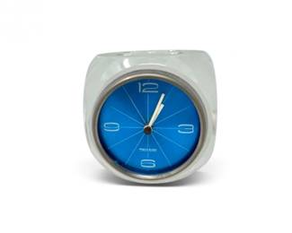 47 VintageMercedesGlassDiceCubeAnalogTableClockBlueDial