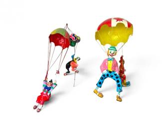15 4MexicanPapierMchHangingCircusClownswParachutes