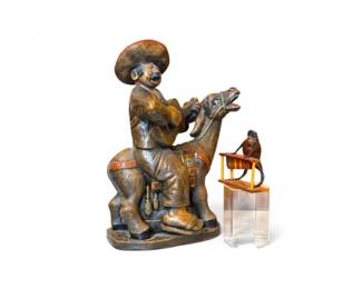 267 VintageMexicanGuitaristonDonkeyFigureTaxidermyFrogMusician