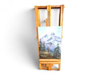 268 HeavyDutyAdjustableWoodArtistEaselwOriginalOilPainting
