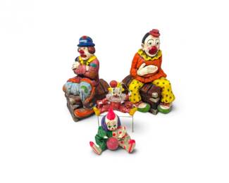 61 4PcVintageCeramicPapierMchClownFigures