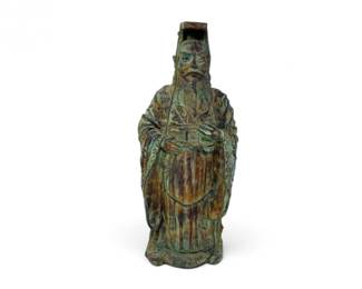 102 AsianEmperorWarriorStyleResinFigureFauxBronzePatina