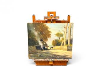 274 FoldUpWoodTravelEaselwSignedOriginalOilPainting