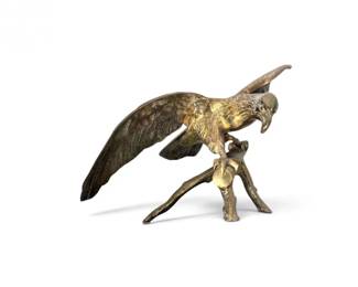 94 LargeSolidBrassEagleSculptureonBranch39Wingspan