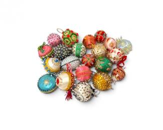 193 VintageAssortedHandmadeBeadedSequinedChristmasOrnaments