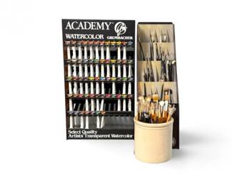 278 GrumbacherWatercolorPaints100ArtistBrusheswDisplayRacks