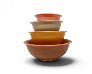 191 VintagePyrexNestingMixingBowls4PiecesPinkTanOrange